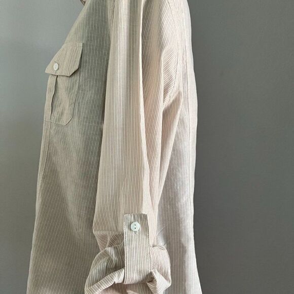 CHICO'S striped button down long sleeve blouse size 2 - Picture 3 of 11